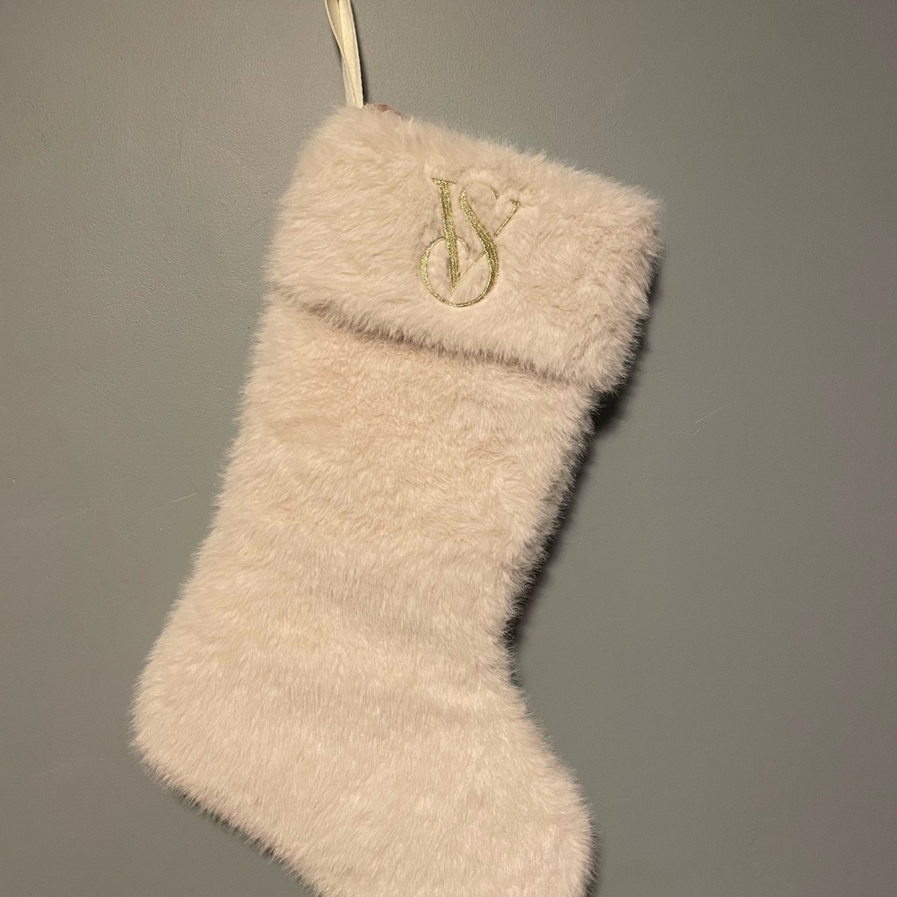 Victoria's Secret Cream Faux Fur Stocking